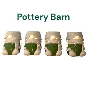 Pottery Barn GNOMETTE gnome shaped ceramic 4 mug Gnome Set